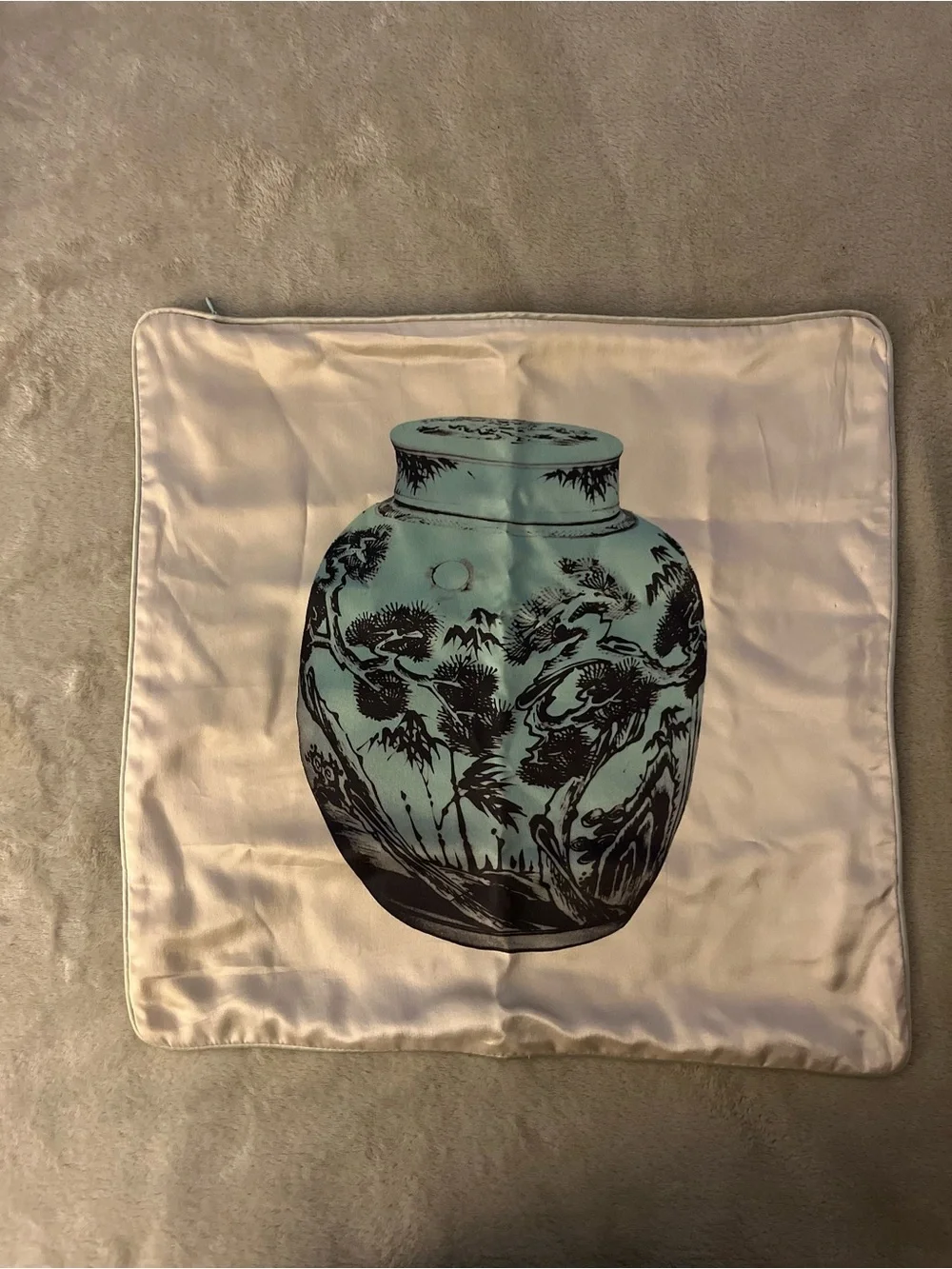 Rare Shanghai Tang Silk Pillow Cover, blue ginger jar